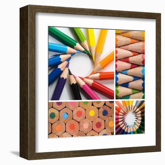 Color Pencils, Collage-Loskutnikov Maxim-Framed Art Print