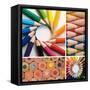 Color Pencils, Collage-Loskutnikov Maxim-Framed Stretched Canvas