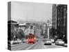 Color Pop,1950s 1960s CABLE CAR IN SAN FRANCISCO CALIFORNIA USA, Living Coral-null-Stretched Canvas