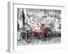 Color Pop, Bike against wall, Beijing, China, Living Coral-null-Framed Photographic Print