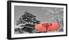 Color Pop, Cherry Blossom Matsue Castle Japan, Living Coral-null-Framed Photographic Print