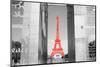 Color Pop, Eiffel Tower Paris France, Living Coral-null-Mounted Photographic Print