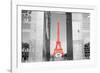 Color Pop, Eiffel Tower Paris France, Living Coral-null-Framed Photographic Print