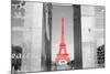 Color Pop, Eiffel Tower Paris France, Living Coral-null-Mounted Photographic Print