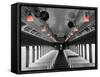 Color Pop, Empty coach of a train, USA, Living Coral-null-Framed Stretched Canvas