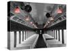 Color Pop, Empty coach of a train, USA, Living Coral-null-Stretched Canvas