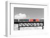 Color Pop, Freight train passing over a bridge, Ontario, Canada, Living Coral-null-Framed Photographic Print