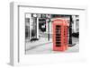 Color Pop, Phone Booth, London, England, United Kingdom, Living Coral-null-Framed Photographic Print