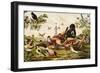 Color Print of Birds Feasting on a Fruit Pie-null-Framed Premium Giclee Print