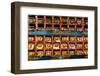 Color wall of books at buddhist monastery in Tengboche, Nepal on the way to Everest Base Camp-David Chang-Framed Photographic Print