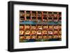 Color wall of books at buddhist monastery in Tengboche, Nepal on the way to Everest Base Camp-David Chang-Framed Photographic Print