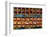 Color wall of books at buddhist monastery in Tengboche, Nepal on the way to Everest Base Camp-David Chang-Framed Photographic Print