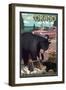 Colorado - Bear and Picnic Scene-Lantern Press-Framed Art Print