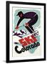 Colorado - Black and Purple Clothed Skier Skiing Colorado Poster-Lantern Press-Framed Art Print