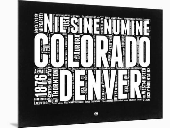 Colorado Black and White Map-NaxArt-Mounted Art Print