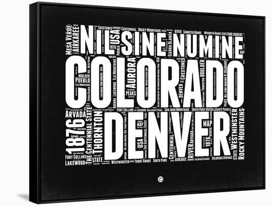 Colorado Black and White Map-NaxArt-Framed Stretched Canvas