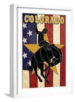 Colorado Bucking Bronco-Lantern Press-Framed Art Print