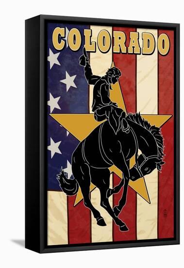 Colorado Bucking Bronco-Lantern Press-Framed Stretched Canvas