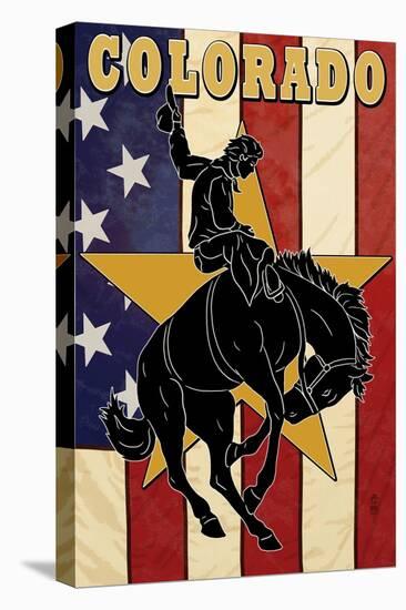 Colorado Bucking Bronco-Lantern Press-Stretched Canvas