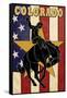 Colorado Bucking Bronco-Lantern Press-Framed Stretched Canvas