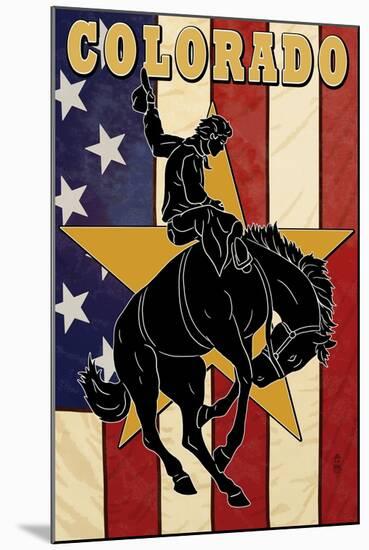 Colorado Bucking Bronco-Lantern Press-Mounted Art Print