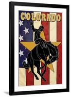 Colorado Bucking Bronco-Lantern Press-Framed Art Print