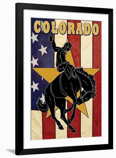 Colorado Bucking Bronco-Lantern Press-Framed Art Print