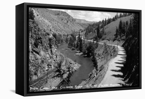 Colorado - Byers Canyon and Colorado River-Lantern Press-Framed Stretched Canvas