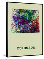 Colorado Color Splatter Map-NaxArt-Framed Stretched Canvas