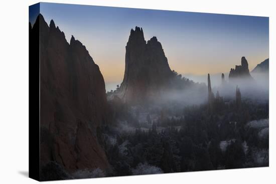 Colorado, Colorado Springs. Morning Fog in Garden of the Gods Park-Don Grall-Stretched Canvas