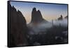 Colorado, Colorado Springs. Morning Fog in Garden of the Gods Park-Don Grall-Framed Stretched Canvas