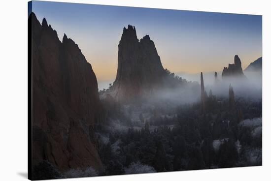 Colorado, Colorado Springs. Morning Fog in Garden of the Gods Park-Don Grall-Stretched Canvas