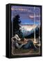 Colorado - Cowboy Camping Night Scene-Lantern Press-Framed Stretched Canvas