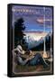 Colorado - Cowboy Camping Night Scene-Lantern Press-Framed Stretched Canvas