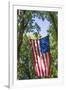 Colorado, Crawford. Flag Hanging Between Two Trees-Jaynes Gallery-Framed Premium Photographic Print