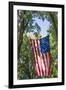 Colorado, Crawford. Flag Hanging Between Two Trees-Jaynes Gallery-Framed Premium Photographic Print