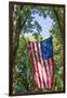 Colorado, Crawford. Flag Hanging Between Two Trees-Jaynes Gallery-Framed Photographic Print