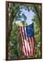 Colorado, Crawford. Flag Hanging Between Two Trees-Jaynes Gallery-Framed Photographic Print