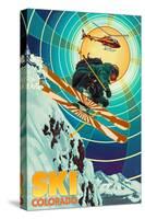 Colorado - Heli-Skiing-Lantern Press-Stretched Canvas