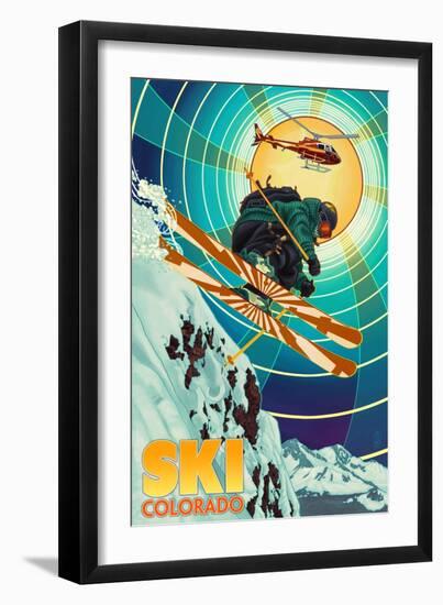 Colorado - Heli-Skiing-Lantern Press-Framed Art Print