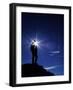 Colorado Hiker Silhouette with Lens Flare and Blue Sky-Kevin Lange-Framed Photographic Print