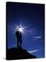 Colorado Hiker Silhouette with Lens Flare and Blue Sky-Kevin Lange-Stretched Canvas