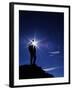 Colorado Hiker Silhouette with Lens Flare and Blue Sky-Kevin Lange-Framed Photographic Print