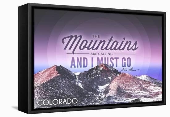 Colorado - John Muir - the Mountains are Calling - Sunset - Circle-Lantern Press-Framed Stretched Canvas