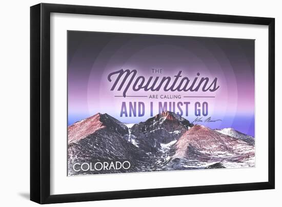 Colorado - John Muir - the Mountains are Calling - Sunset - Circle-Lantern Press-Framed Art Print