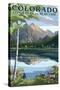 Colorado - Longs Peak and Bear Lake Summer - Rubber Stamp-Lantern Press-Stretched Canvas