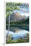 Colorado - Longs Peak and Bear Lake Summer - Rubber Stamp-Lantern Press-Framed Art Print