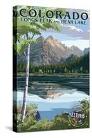 Colorado - Longs Peak and Bear Lake Summer - Rubber Stamp-Lantern Press-Stretched Canvas