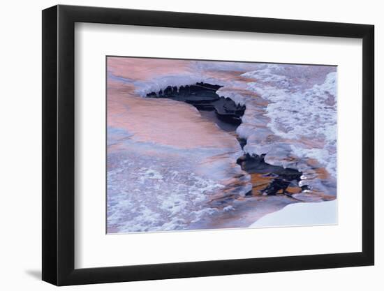 Colorado, Lyons. Ice and Snow Pattern in Saint Vrain River at Sunset-Jaynes Gallery-Framed Photographic Print