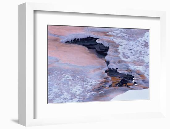 Colorado, Lyons. Ice and Snow Pattern in Saint Vrain River at Sunset-Jaynes Gallery-Framed Photographic Print
